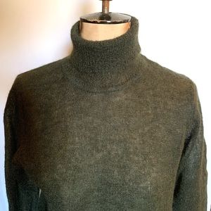 Dark Olive Grace Mohair Turtleneck Sweater